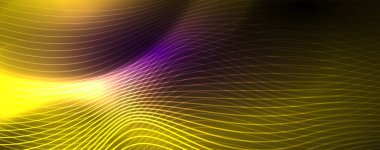 Neon vektör dalga hatları soyut arka plan, sihirli futuristik techno tasarım