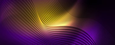 Neon vektör dalga hatları soyut arka plan, sihirli futuristik techno tasarım