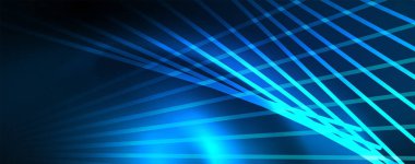 Neon mavi parlak çizgiler, sihirli enerji alanı ışık kavramı, arka plan duvar kağıdı tasarımı