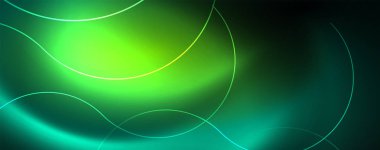 Parlak neon çizgiler şablonu-Kuzey ışıklar parlayan bulanıklık hatları. Futuristik tarzı Glow Neon 80s disko kulübü veya gece partisi techno şablon