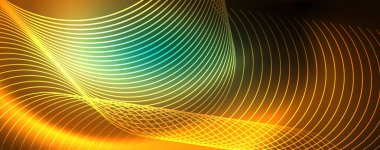 Parlak neon çizgiler şablonu-Kuzey ışıklar parlayan bulanıklık hatları. Futuristik tarzı Glow Neon 80s disko kulübü veya gece partisi techno şablon