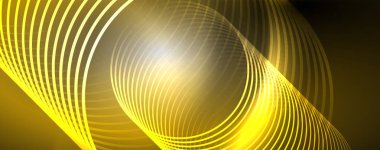 Parlak Neon ışıklar, bulanık sihirli Neon ışık kavisli hatları ile koyu soyut arka plan