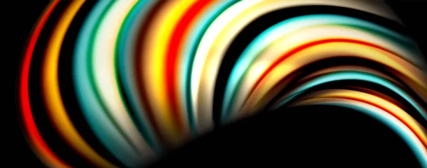 Cor fluida estilo arco-íris onda fundo abstrato, techno design moderno em preto —  Vetores de Stock