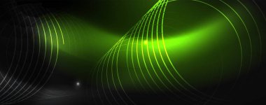 Parlak neon techno şablonu. Neon hatları arka plan, 80s tarzı lazer ışınları