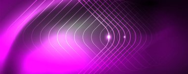 Parlak neon techno şablonu. Neon hatları arka plan, 80s tarzı lazer ışınları
