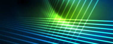 Neon mavi parlak çizgiler, sihirli enerji alanı ışık kavramı, arka plan duvar kağıdı tasarımı