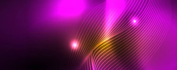 Líneas de neón brillante techno magia futurista fondo, concepto de luz espacio de energía mágica, fondo abstracto fondo de pantalla de diseño — Vector de stock