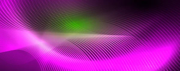 Glänzende Leuchtlinien Vorlage - glühende Nordlichter verschwimmen Linien. futuristischen Stil glühen Neon 80er Disco Club oder Nacht Party Techno-Vorlage — Stockvektor