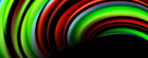 Кольорові хвилі рідини зі світловими ефектами, векторний абстрактний фон — стоковий вектор