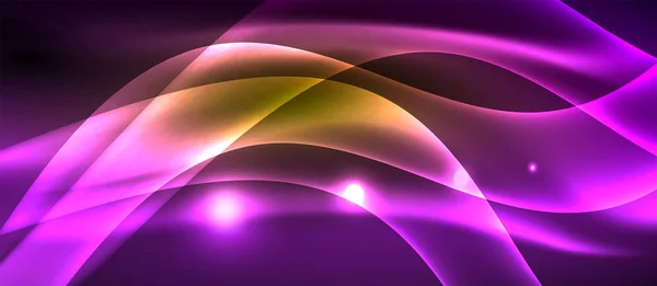 Lumière brillante néon lignes d'ondes lumineuses — Image vectorielle
