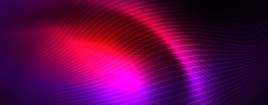 Neon vektör dalga hatları soyut arka plan, sihirli futuristik techno tasarım