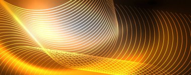 Parlak Neon ışıklar, bulanık sihirli Neon ışık kavisli hatları ile koyu soyut arka plan