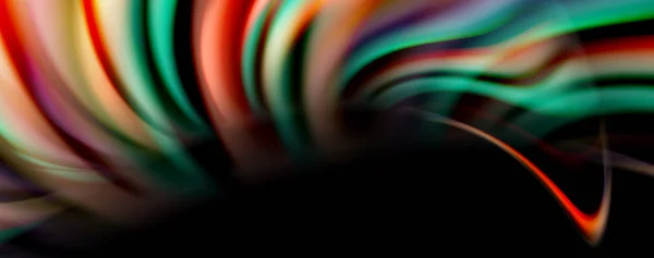 Flüssige Farbe Regenbogen-Stil Welle abstrakten Hintergrund, Techno modernes Design auf schwarz — Stockvektor