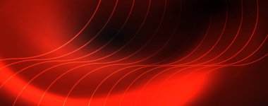 Parlak renkli neon ışıkları ve hatları ile koyu soyut arka plan. Arka planda parlayan