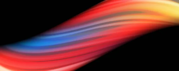 Абстрактні хвильові лінії рідкокристалічного стилю кольорові смуги на чорному тлі. Художня ілюстрація для презентації, шпалер, банерів або плакатів — стоковий вектор