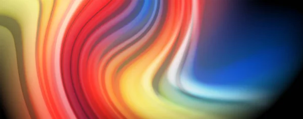 Abstrakcja wave linie płynu tęcza styl kolor paski na czarnym tle. Artystyczny ilustracja do prezentacji, Tapety app, transparent lub plakat — Wektor stockowy