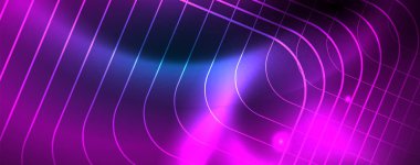 Neon parlayan techno hatları, Hi-Tech futuristik soyut arka plan şablonu, vektör