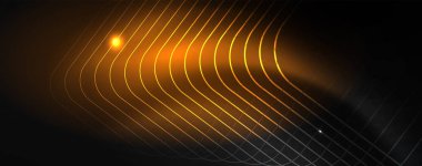 Parlak neon techno şablonu. Neon hatları arka plan, 80s tarzı lazer ışınları