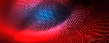 Mavi Neon renkli ışık arka planda pürüzsüz dalga hatları. Karanlık, parlak hareket, sihirli uzay ışık üzerinde parlayan soyut dalga