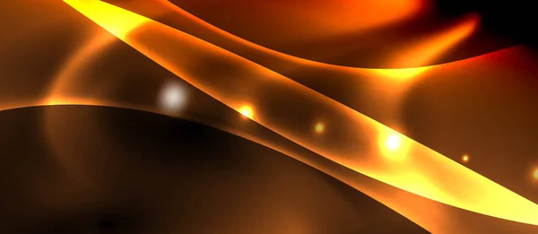 Fond sombre avec des ondes de couleur néon, modèle vectoriel — Image vectorielle