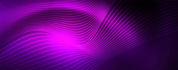 Неонові векторні хвильові лінії абстрактний фон, магічний футуристичний технологічний дизайн — стоковий вектор