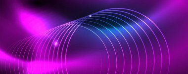 Neon parlayan techno hatları, Hi-Tech futuristik soyut arka plan şablonu, vektör