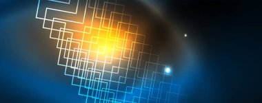 Neon parlayan techno hatları, Hi-Tech futuristik soyut arka plan şablonu, vektör