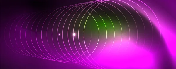 Techno fundal strălucitor, șablon întunecat futurist cu efecte de lumină neon și forme simple, vector — Vector de stoc