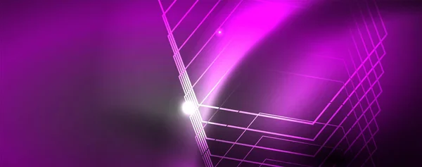 闪亮的霓虹灯技术模板。霓虹灯线背景,80年代风格的激光 — 图库矢量图片