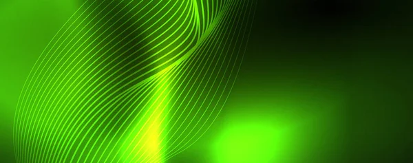 Luminoso neon vettore linea d'onda sfondo astratto, concetto di movimento — Vettoriale Stock