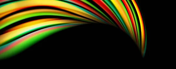 流体颜色彩虹风格波抽象背景, 技术现代设计上的黑色 — 图库矢量图片