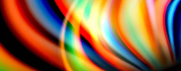 Cor fluida estilo arco-íris onda fundo abstrato, techno design moderno em preto — Vetor de Stock