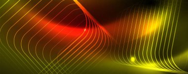 Techno parlayan arka plan, Neon ışık efektleri ve basit formları ile futuristik karanlık şablon, vektör