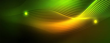 Parlak neon vektör dalga çizgi soyut arka plan, hareket kavramı