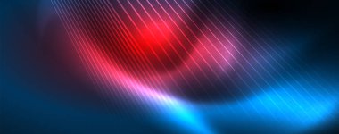 Neon mavi parlak çizgiler, sihirli enerji alanı ışık kavramı, arka plan duvar kağıdı tasarımı