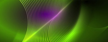 Parlak Neon ışıklar, bulanık sihirli Neon ışık kavisli hatları ile koyu soyut arka plan