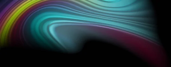 Сучасний веселковий рідкий колір потік барвистий плакат. Хвиля Рідка форма на фоні чорного кольору. Абстрактна композиція — стоковий вектор