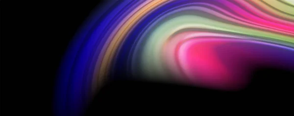 Moderno arco iris líquido flujo de color cartel colorido. Onda Forma líquida en fondo de color negro. Composición abstracta — Archivo Imágenes Vectoriales