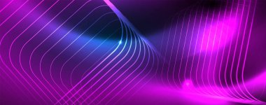 Neon parlayan techno hatları, Hi-Tech futuristik soyut arka plan şablonu, vektör