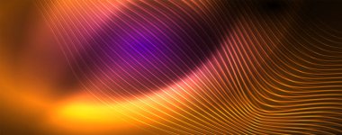 Neon vektör dalga hatları soyut arka plan, sihirli futuristik techno tasarım