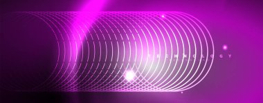 Parlak Neon ışıklar, bulanık sihirli Neon ışık kavisli hatları ile koyu soyut arka plan