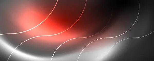 Luces de neón brillantes, fondo abstracto oscuro con líneas curvas de luz de neón mágicas borrosas — Vector de stock