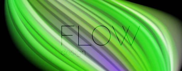 Fluid flytande färg våg linjer, glödande färgglada ljus effekt, abstrakt sammansättning mall. Geometrisk teknik abstrakt mönster. Rörelse koncept — Stock vektor