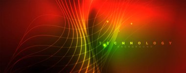 Parlak neon çizgiler şablonu-Kuzey ışıklar parlayan bulanıklık hatları. Futuristik tarzı Glow Neon 80s disko kulübü veya gece partisi techno şablon