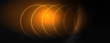 Parlak renkli neon ışıkları ve hatları ile koyu soyut arka plan. Arka planda parlayan