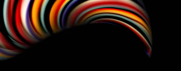Warna cair Rainbow gaya gelombang latar belakang abstrak, techno desain modern di hitam - Stok Vektor