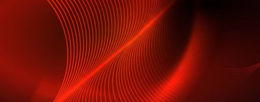 Parlak neon çemberler ve dalga hatları, parlayan parlak arka plan tasarım şablonu, dijital techno kavramı.