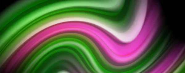 Moderne regenboog vloeibare kleur flow kleurrijke poster. Wave vloeibare vorm in zwarte kleur achtergrond. Abstracte compositie — Stockvector