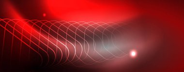 Parlak neon techno şablonu. Neon hatları arka plan, 80s tarzı lazer ışınları