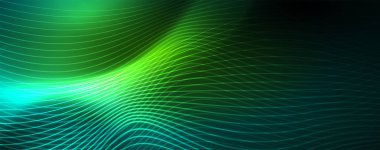 Parlak neon vektör dalga çizgi soyut arka plan, hareket kavramı